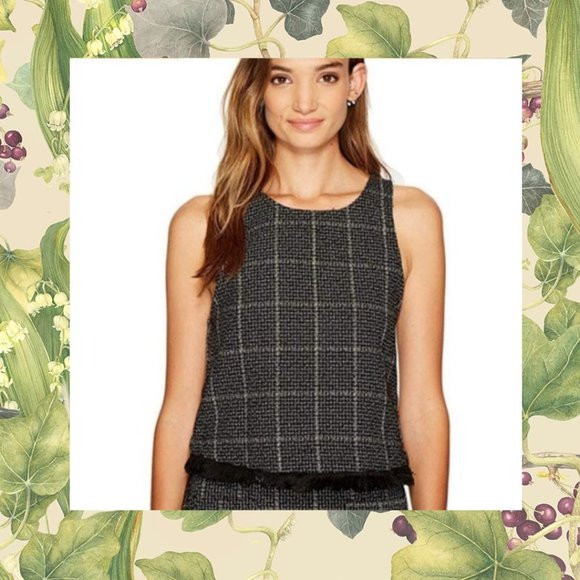 New BISHOP & YOUNG Tweed Fringe Crop Top - Picture 1 of 9